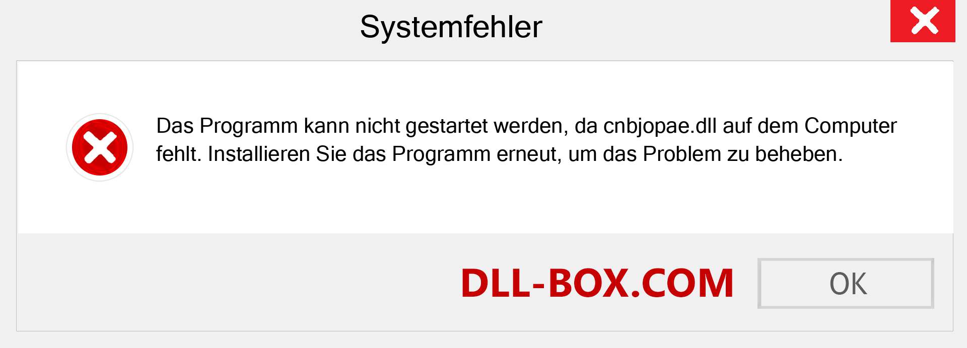 cnbjopae.dll-Datei fehlt?. Download für Windows 7, 8, 10 - Fix cnbjopae dll Missing Error unter Windows, Fotos, Bildern