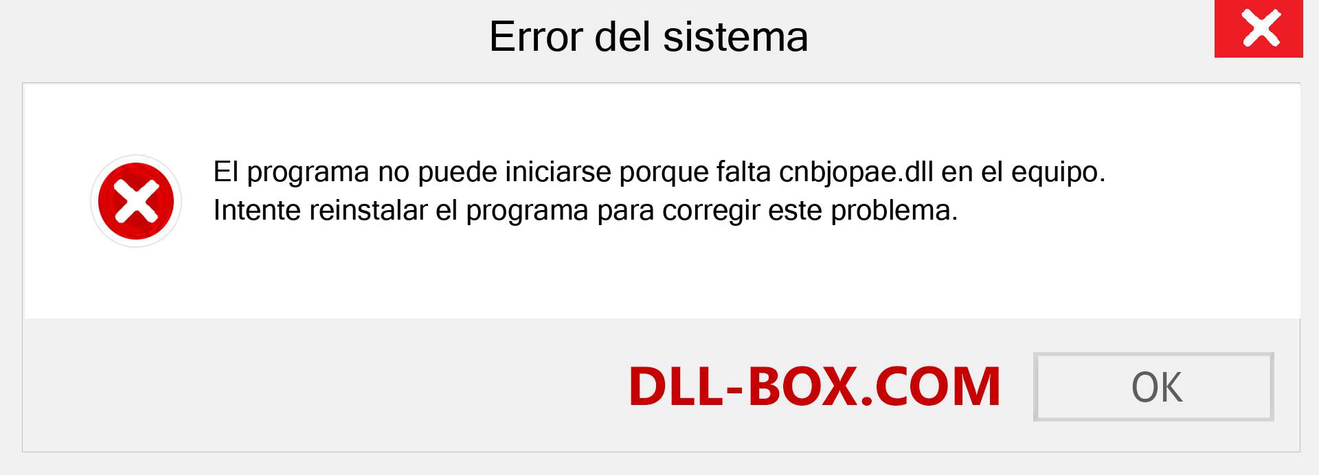 ¿Falta el archivo cnbjopae.dll ?. Descargar para Windows 7, 8, 10 - Corregir cnbjopae dll Missing Error en Windows, fotos, imágenes